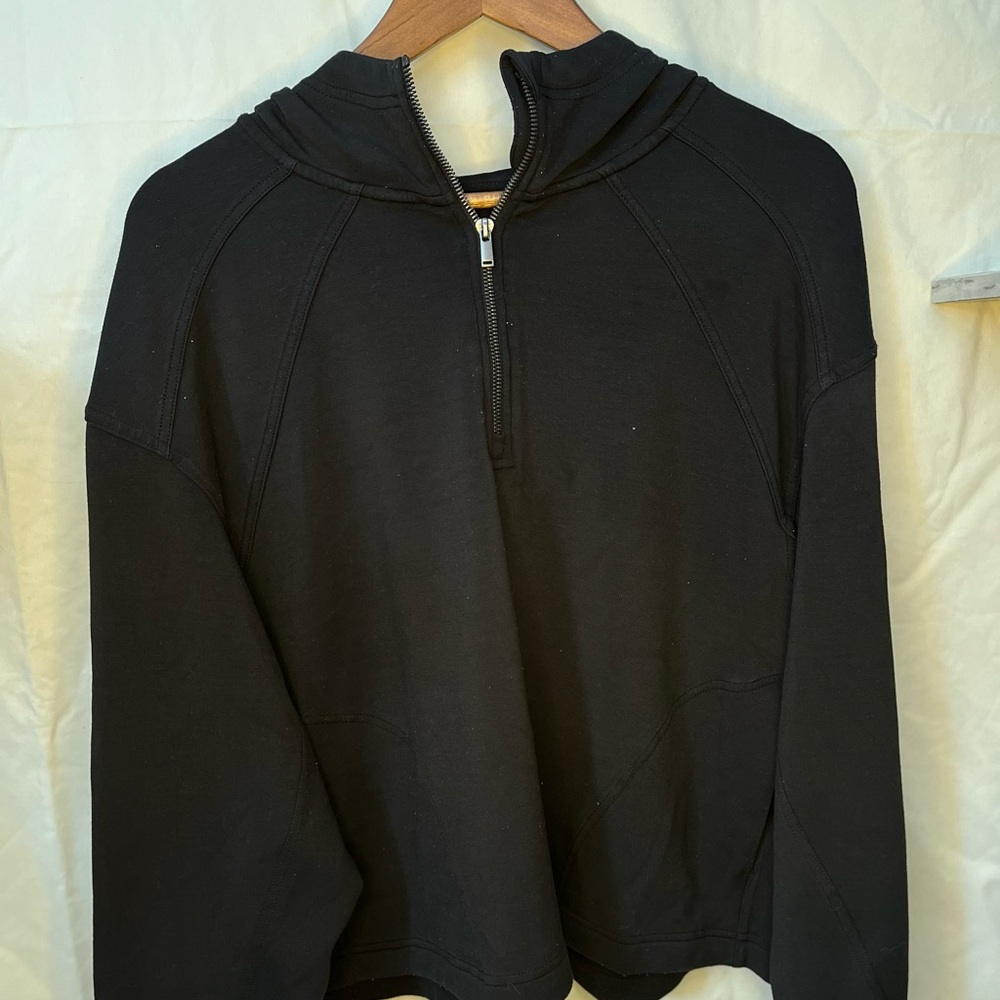 Women’s Cropped Black Quarter Zip Hoodie